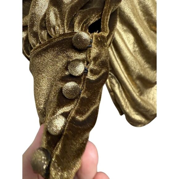 PatBo Metallic Gold Velvet Wrap Dress NWT Sz. 4 - Picture 6 of 7